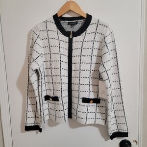 Anthropologie Calligraphie NWT Women's White & Black Grid Pattern Jacket